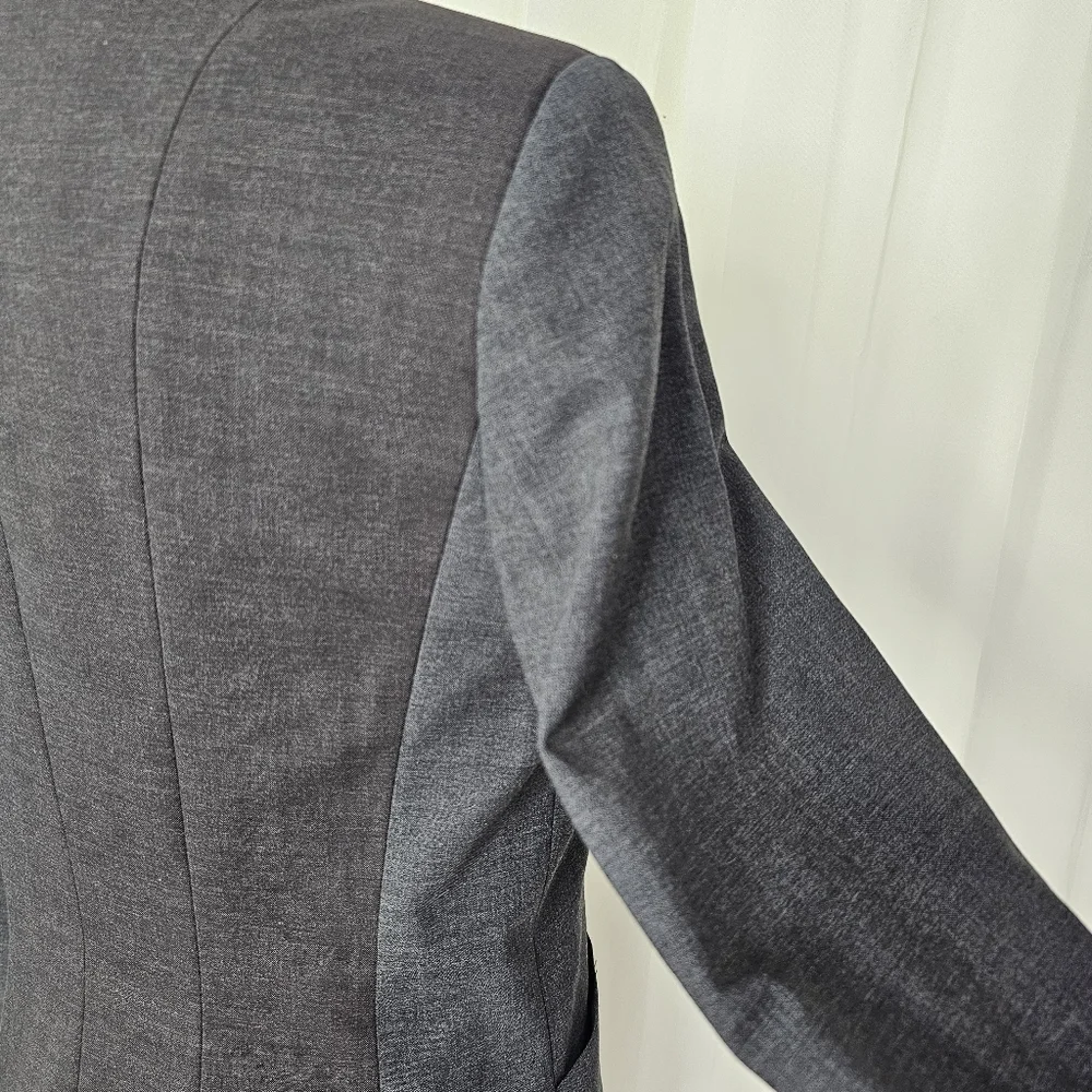 Elie Tahari snap button two-tone gray wool blazer size 8 - Picture 10 of 14